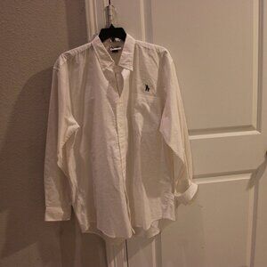 Walt Disney World Mens XL 17 1/2 Neck White Button Down Shirt Mickey Logo